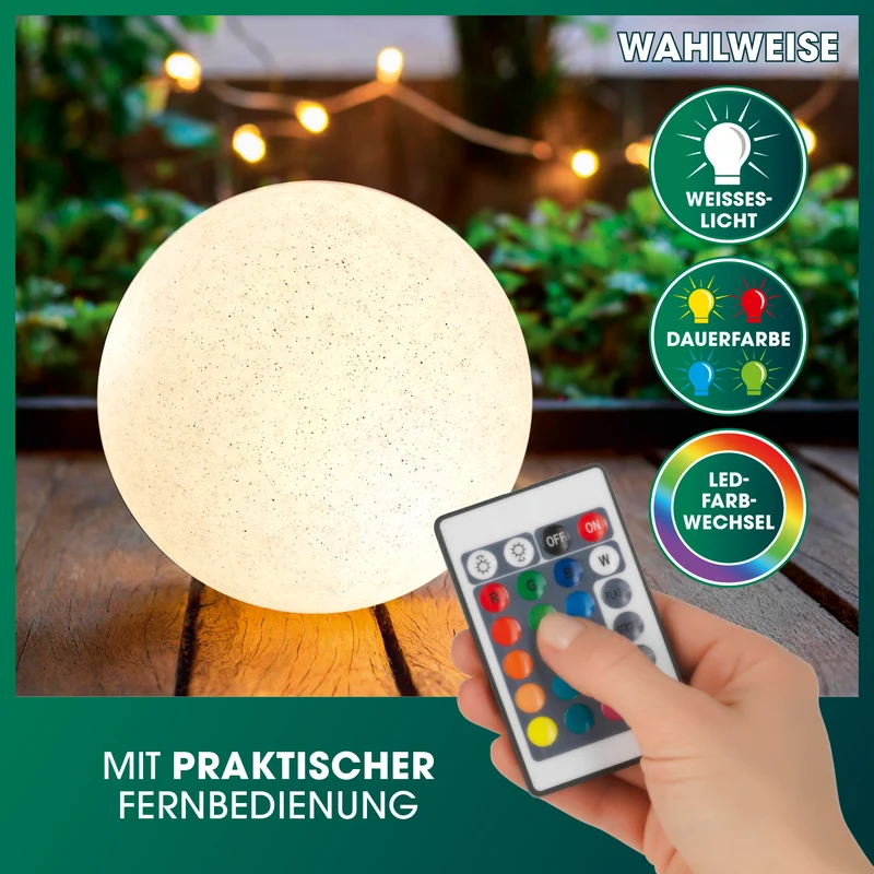 Solar-Dekostein mit Fernbedienung & Farbwechsel - 2er-Set