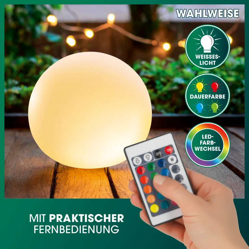 Solarleuchte Kugel - 20 cm - 2er-Set