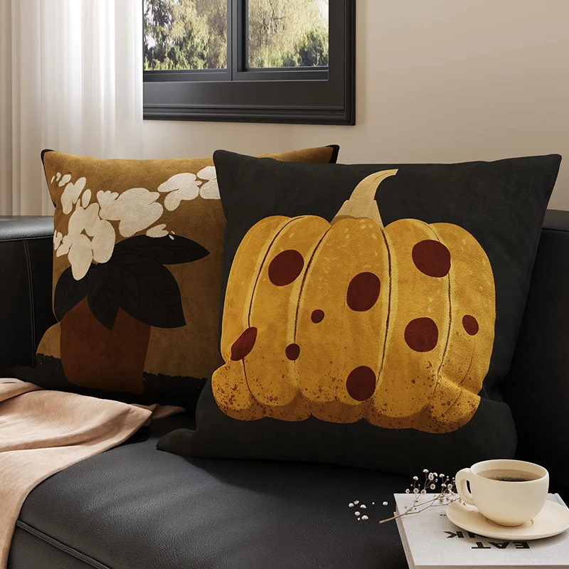 Decorative Square Velvet Throw Pillow Cover with Patchwork Quilted Stitch & Botanical Geometric Panels