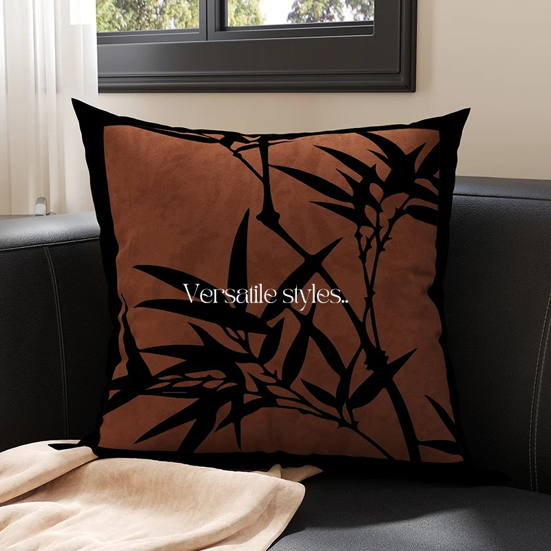 Decorative Square Throw Pillow Cover with Flying Swallow Silhouette Suede-Feel Linen-Blend