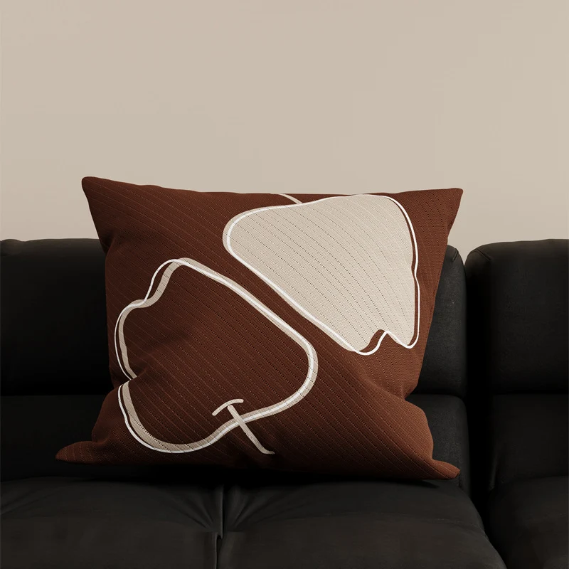 Decorative Square Cushion Cover with Minimalist Pear Silhouette and Textured Knit Fabric