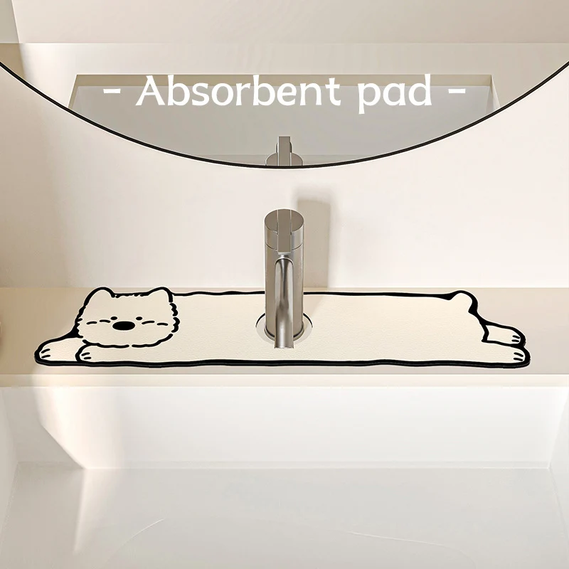 Decorative Silicone Faucet Sink Protector Mat with Dog-Shaped Counter Splash Guard