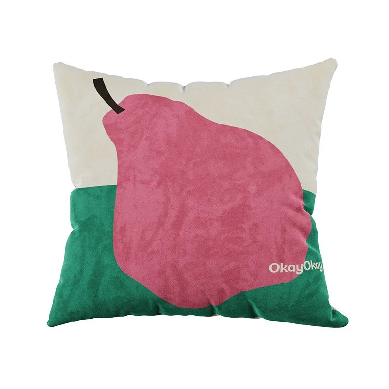 Decorative Plush Throw Pillow Cover with Retro Cherry Graphic