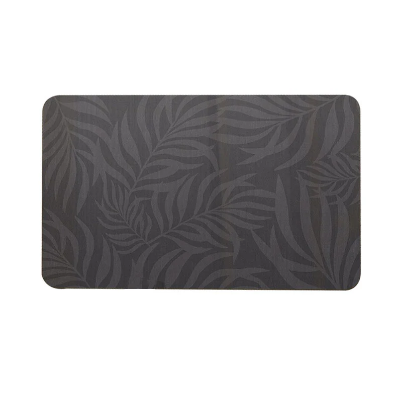 Decorative Low-Profile Absorbent Leaf-Pattern Bathroom and Entry Mat