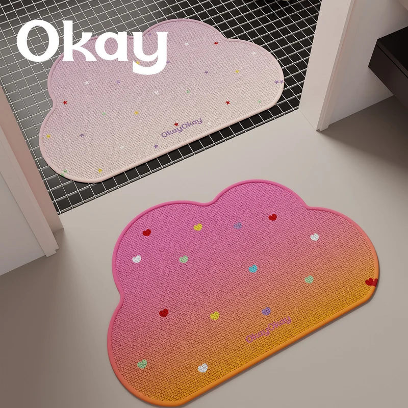 Cloud-Shaped Plush Microfiber Absorbent Non-Slip Bath and Entry Rug