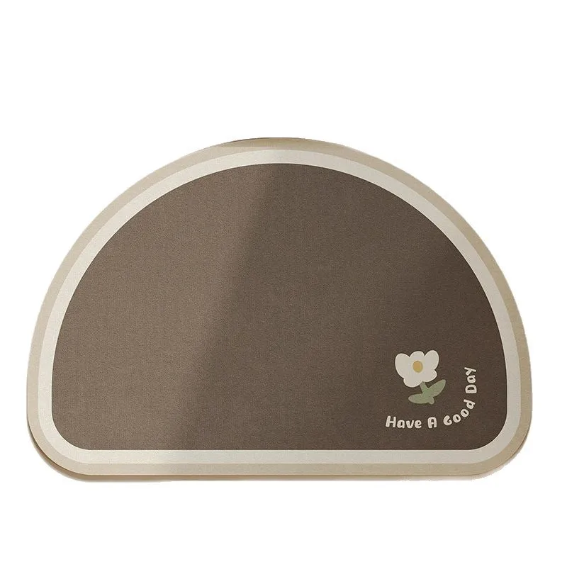 Cloud-Shaped Low-Pile Absorbent Floor Mat with Non-Slip Backing and Flower Print