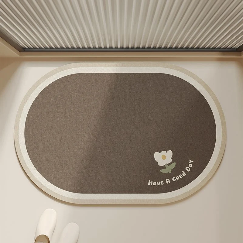 Cloud-Shaped Low-Pile Absorbent Floor Mat with Non-Slip Backing and Flower Print