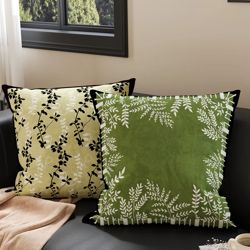 Botanical Microfiber Suede Throw Pillow Cover with Hidden Zipper