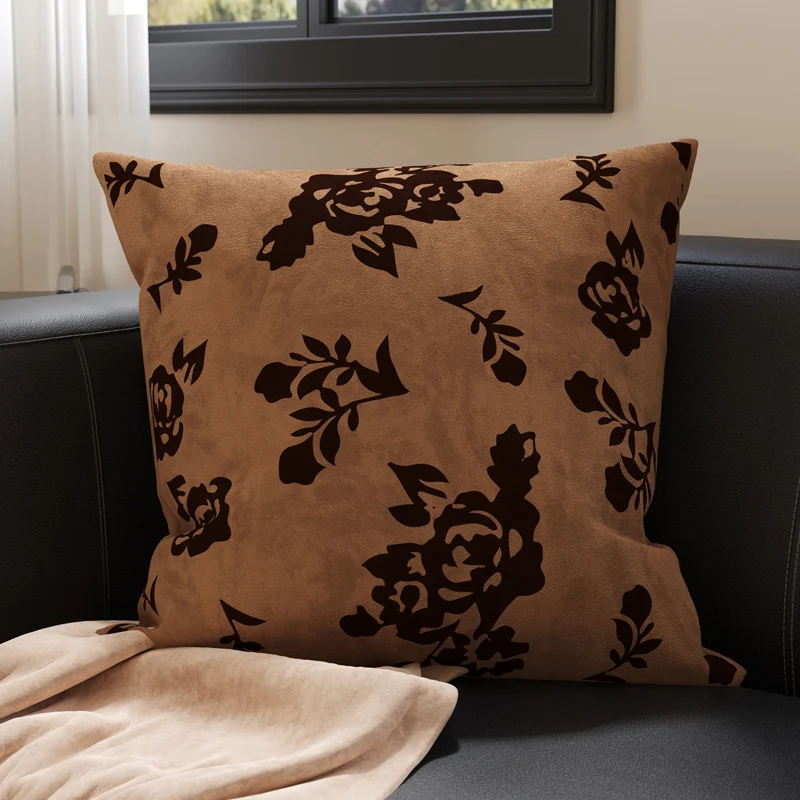 Botanical Microfiber Suede Throw Pillow Cover with Hidden Zipper