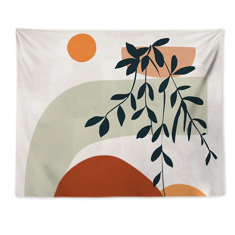 Wandteppich mit abstraktem botanischem Print und leichtem Polyesterstoff Karnz