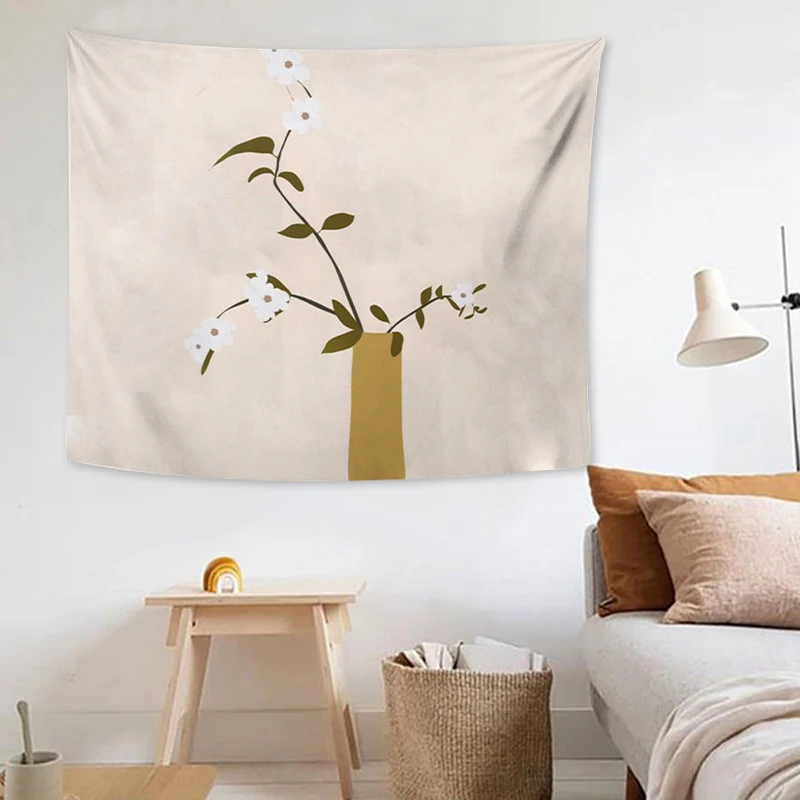Wandteppich mit abstraktem botanischem Print und leichtem Polyesterstoff Karnz