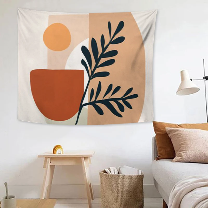 Wandteppich mit abstraktem botanischem Print und leichtem Polyesterstoff Karnz