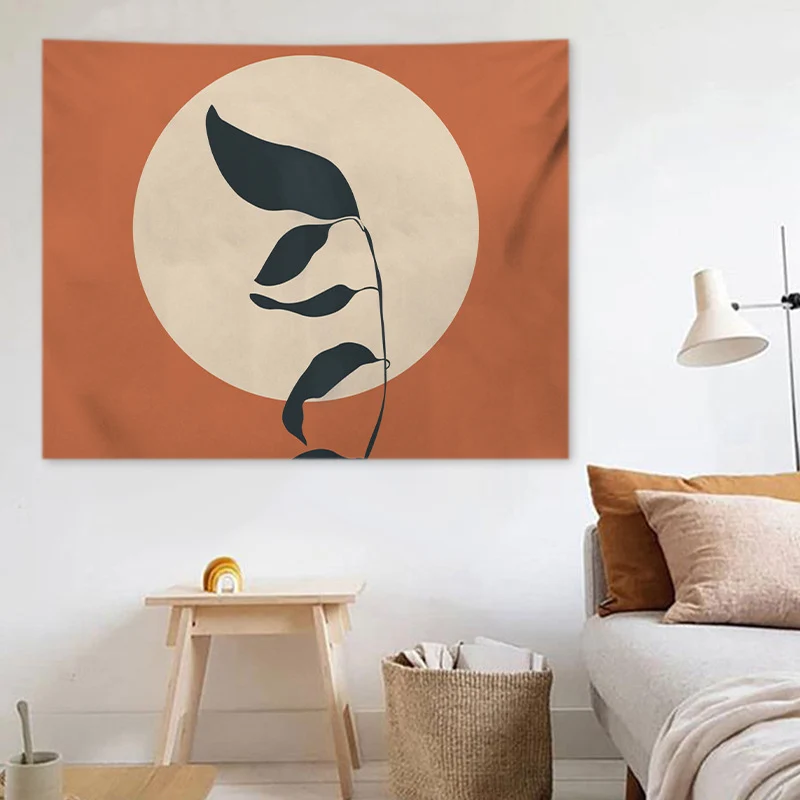 Wandteppich mit abstraktem botanischem Print und leichtem Polyesterstoff Karnz