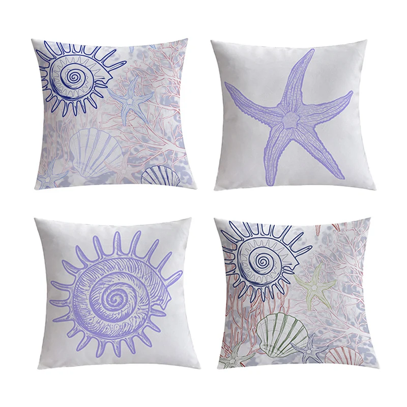 Quadratischer Dekorativer Kissenbezug mit maritimem Seestern‑Print aus pflegeleichtem Polyester Karnz