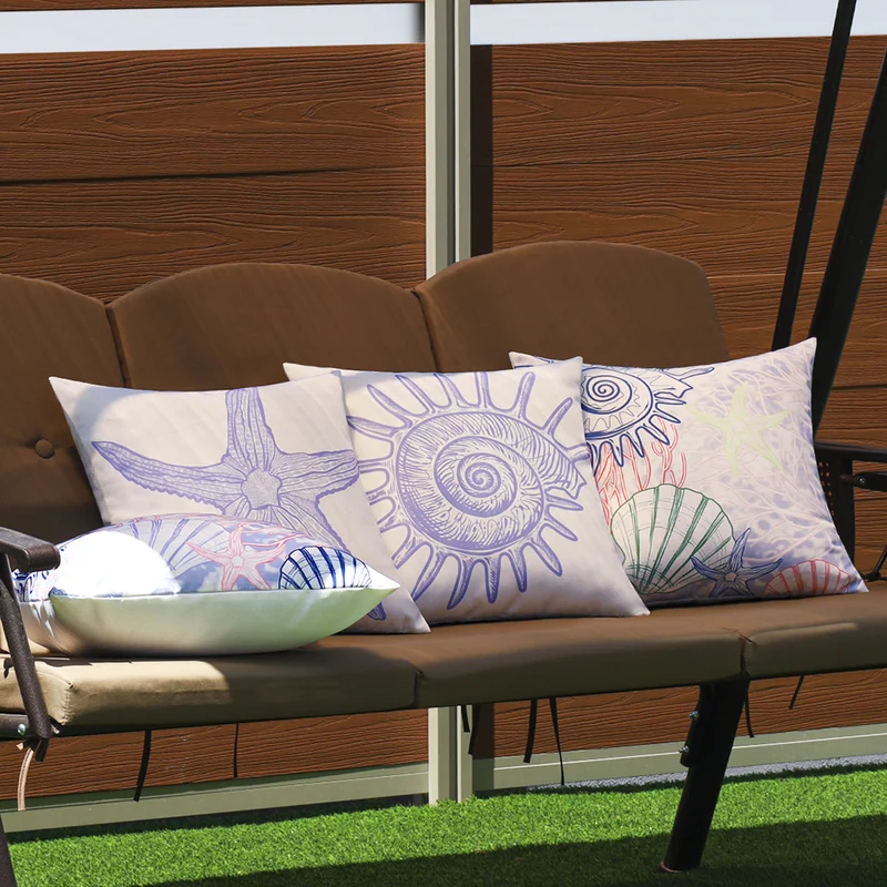 Quadratischer Dekorativer Kissenbezug mit maritimem Seestern‑Print aus pflegeleichtem Polyester Karnz