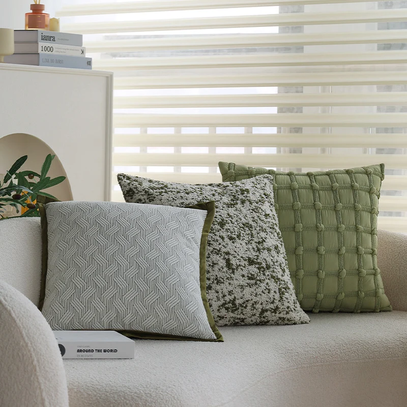 Quadratischer Chenille-Kissenbezug für Sofa und Wohnraum mit melierter Struktur und verdecktem Reißverschluss Karnz