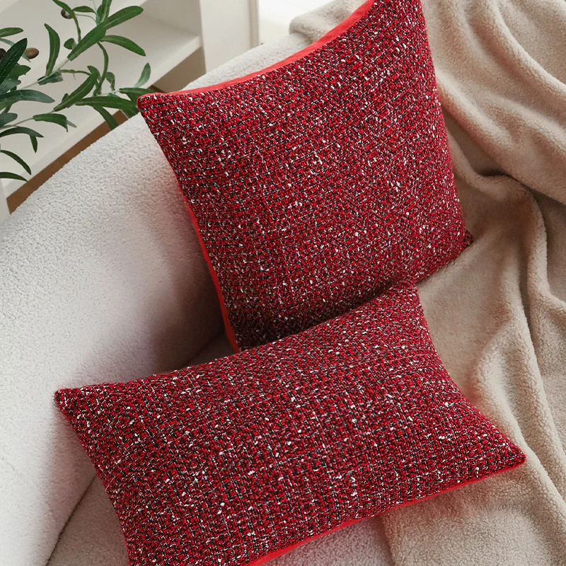Quadratischer Bouclé-Tweed Kissenbezug mit strukturierter Gewebeoptik und verdecktem Reißverschluss Karnz