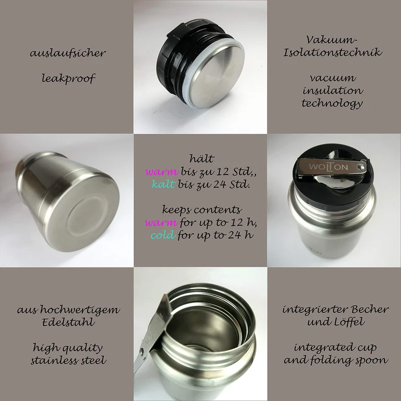Thermobehälter - 450 ml - Edelstahl - Grau
