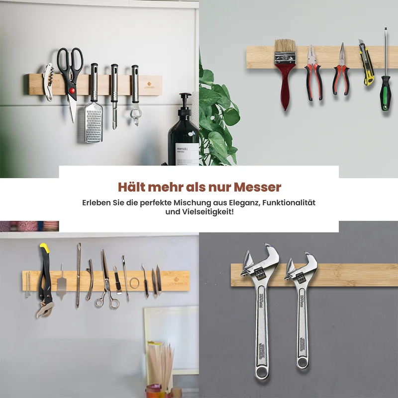 Messer-Magnetleiste - selbstklebend - Bambus - 40 cm