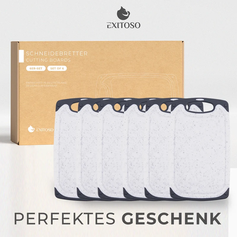 Frühstücksbrettchen - 6er-Set - Marmoroptik Weiß
