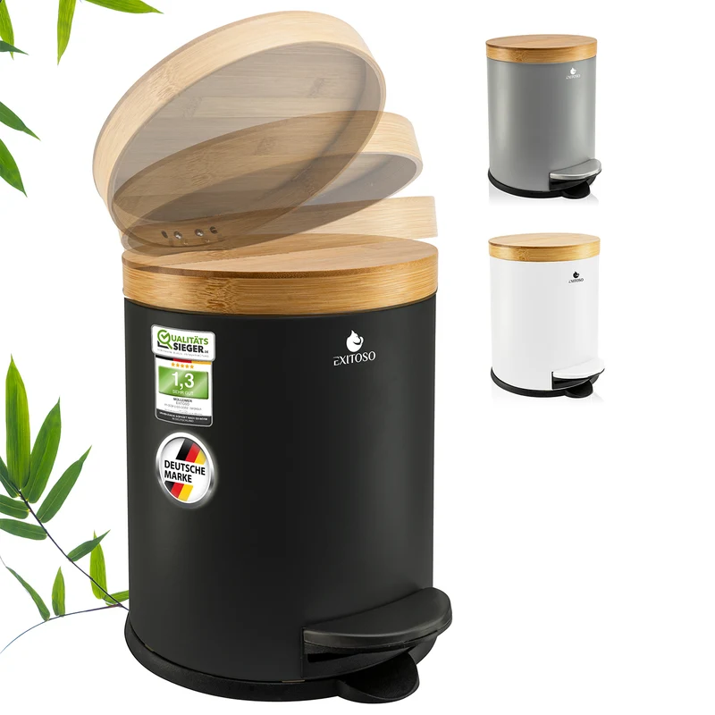 Tretmülleimer mit Softclose-Deckel - 5 l - Schwarz