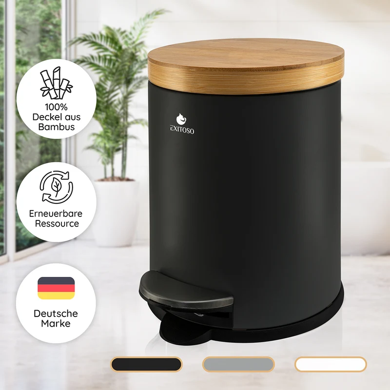 Tretmülleimer mit Softclose-Deckel - 5 l - Schwarz