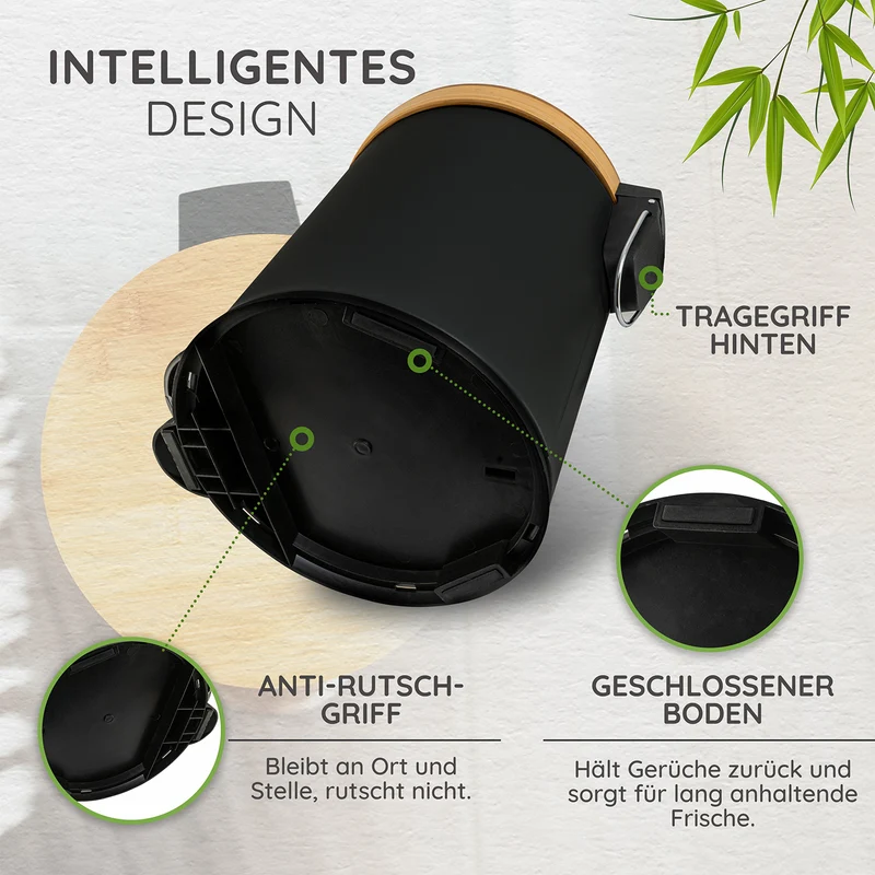 Tretmülleimer mit Softclose-Deckel - 5 l - Schwarz