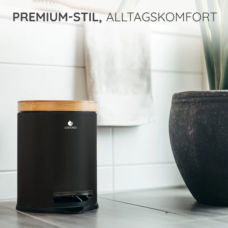 Tretmülleimer mit Softclose-Deckel - 5 l - Schwarz