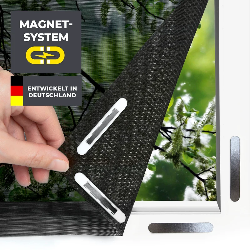 Insekten- & Pollenschutzgitter mit Magnetbefestigung - 2er-Set - 150 x 180 cm - Schwarz