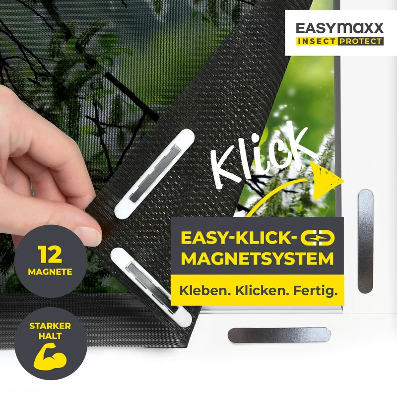 Insekten- & Pollenschutzgitter mit Magnetbefestigung - 2er-Set - 150 x 180 cm - Schwarz