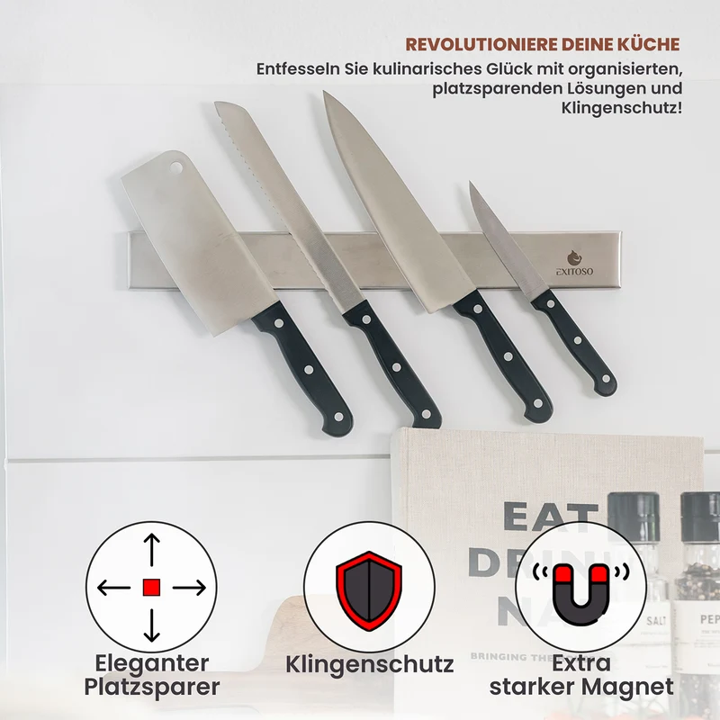 Edelstahl Magnetleiste für Messer - selbstklebend