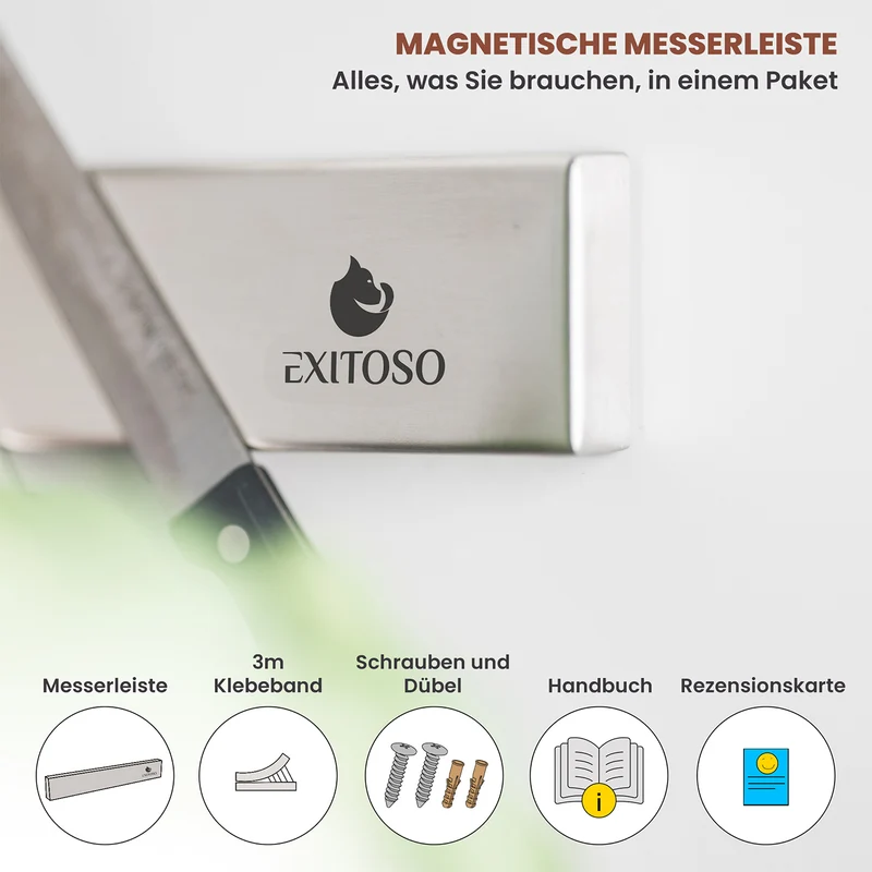 Edelstahl Magnetleiste für Messer - selbstklebend