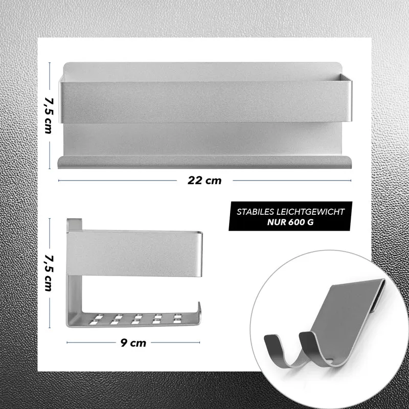 Dusch-Organizer zum Kleben oder Bohren - 2er-Set - Silber
