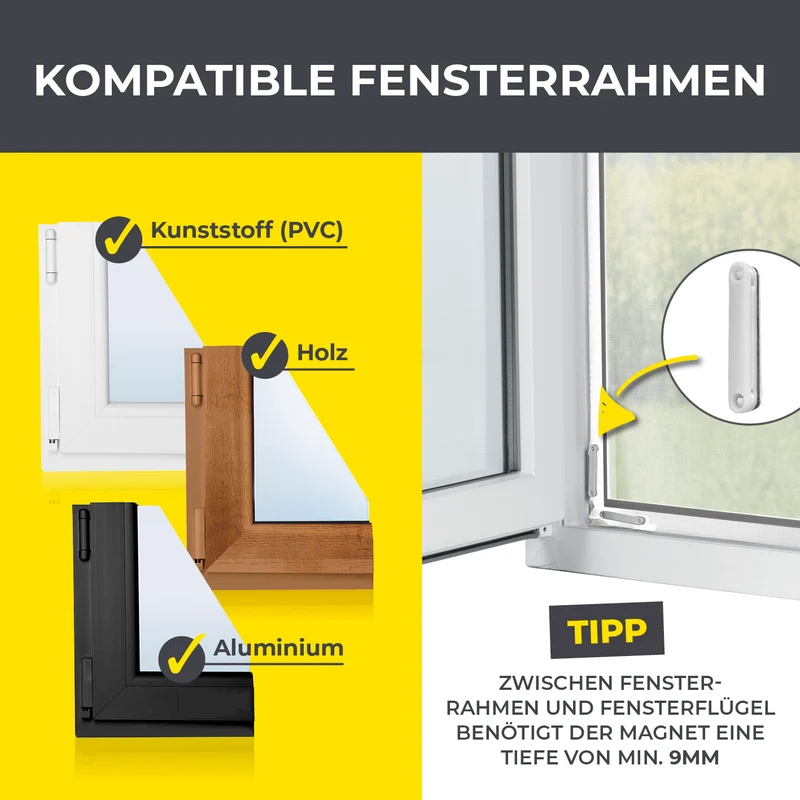 Insektenschutzgitter mit Magnetbefestigung - 4er-Set - 130 x 150 cm - Weiß