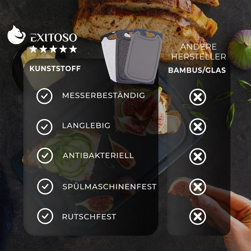 Frühstücksbrettchen - 4er-Set - Marmoroptik Weiß