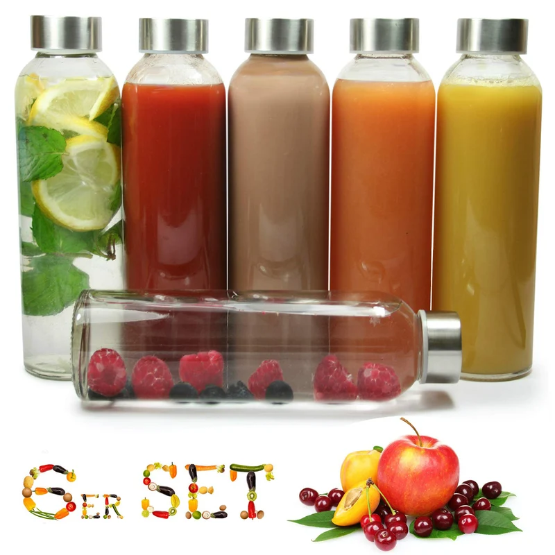 Glasflaschen 500 ml, 6er-Set + Flaschenbürste