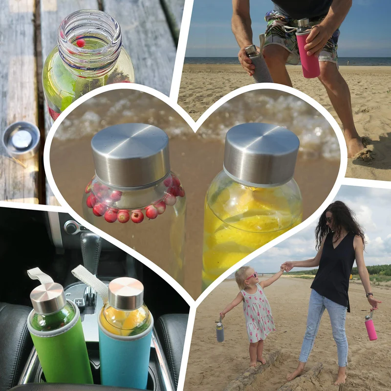 Glasflaschen 500 ml, 6er-Set + Flaschenbürste