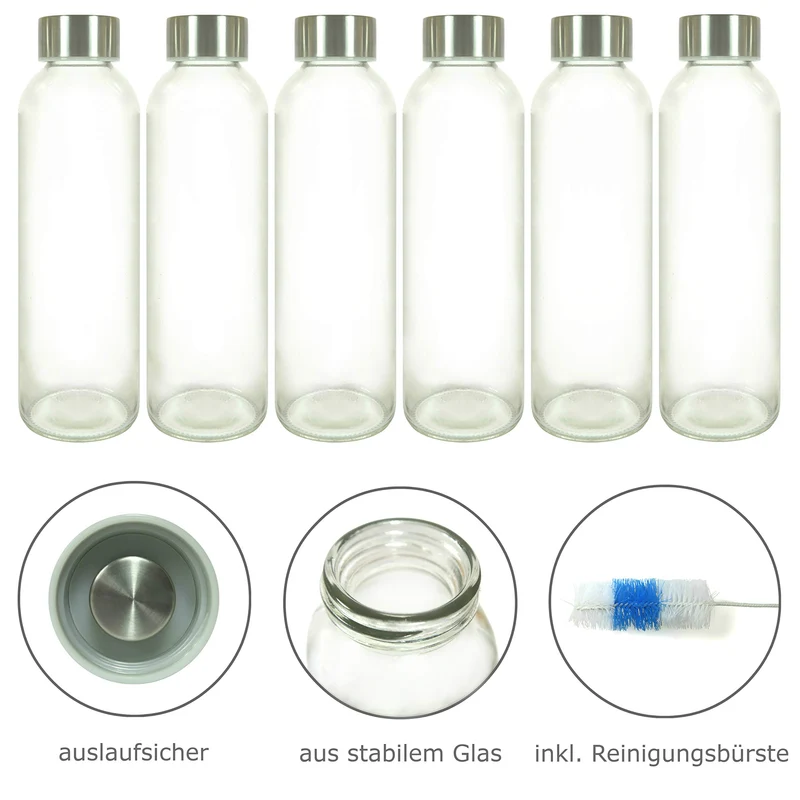 Glasflaschen-Set - 6 Stück à 500 ml