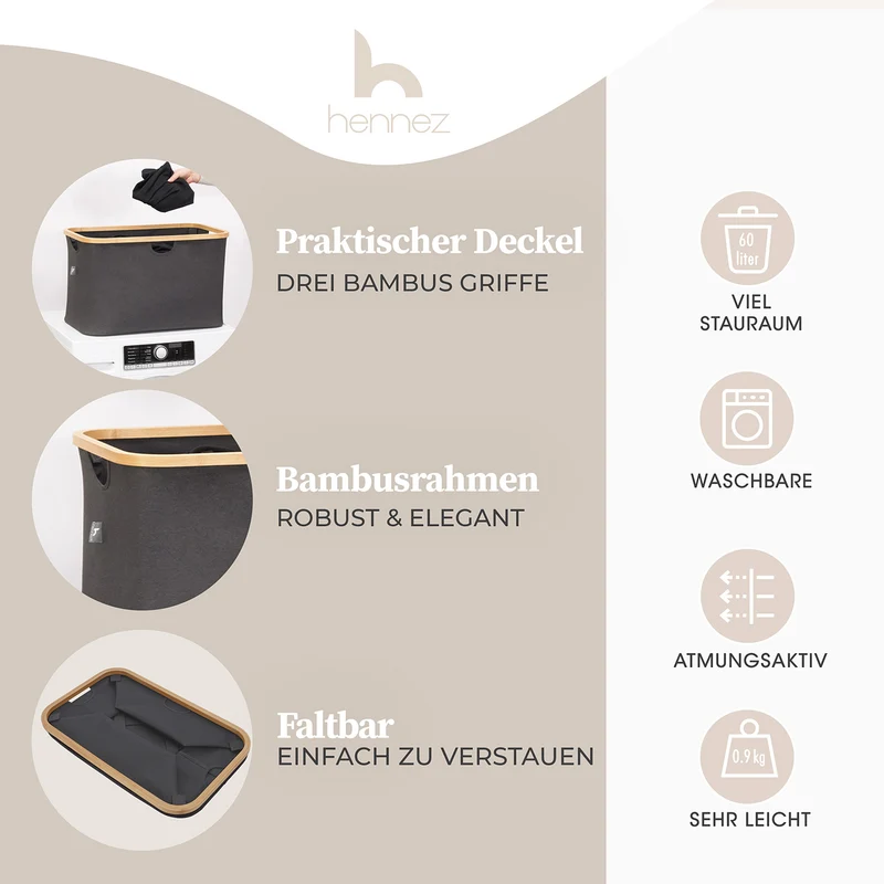 Aufbewahrungskorb "Adrian" 60 l - Grau