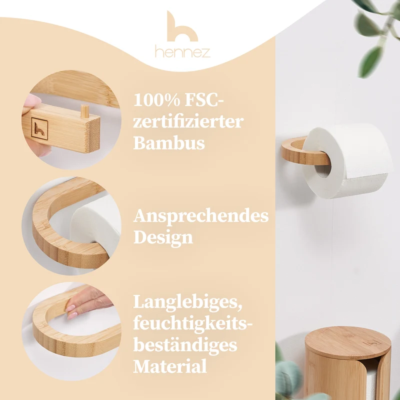 Toilettenpapierhalter ohne Bohren - Bambus