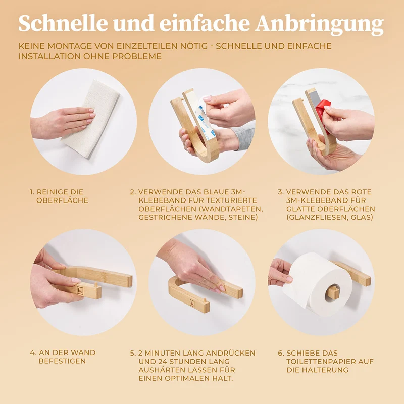 Toilettenpapierhalter ohne Bohren - Bambus
