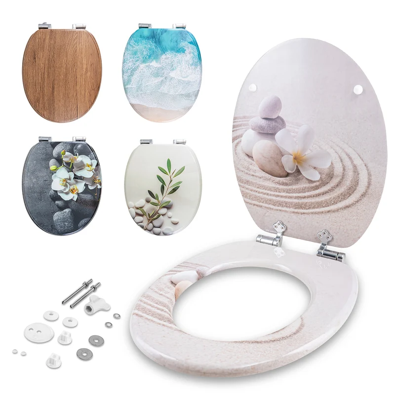 Bedruckter Premium-Toilettendeckel - Beige Bliss