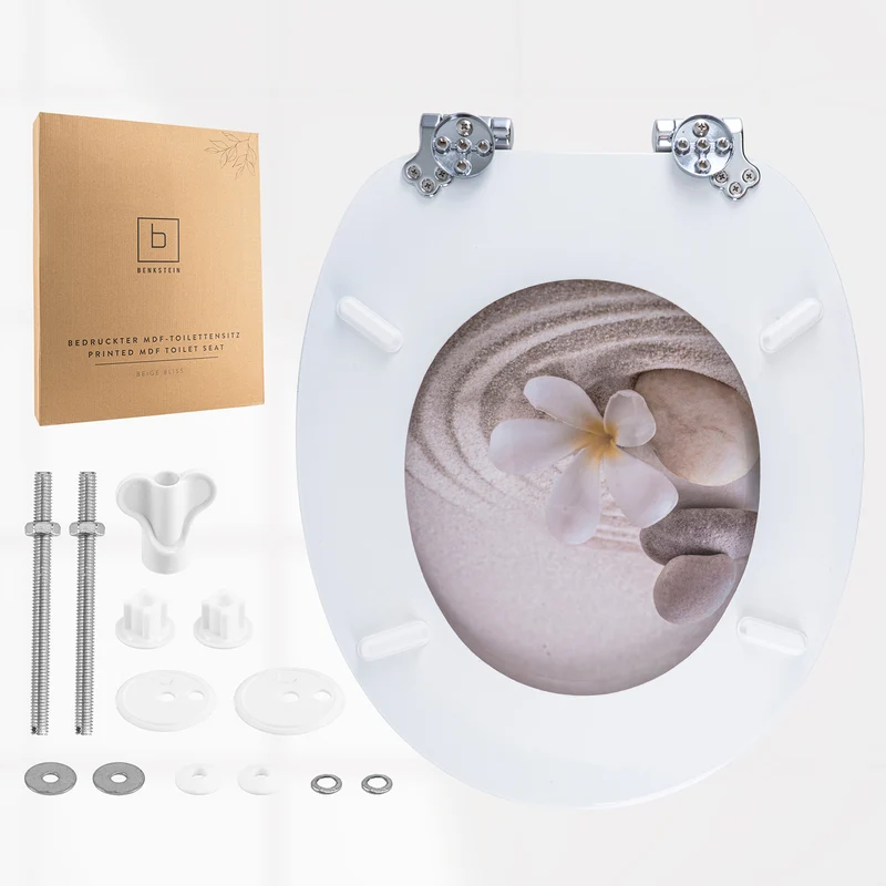 Bedruckter Premium-Toilettendeckel - Beige Bliss