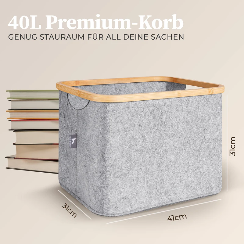 Aufbewahrungskorb "Laura" 40 l - Hellgrau