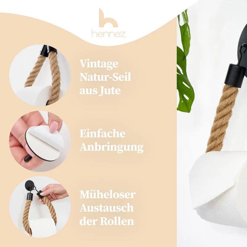 Toilettenpapierhalter ohne Bohren - Mattschwarz