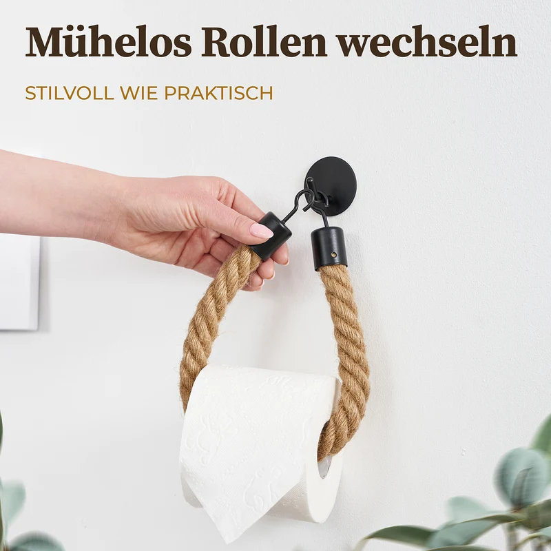 Toilettenpapierhalter ohne Bohren - Mattschwarz