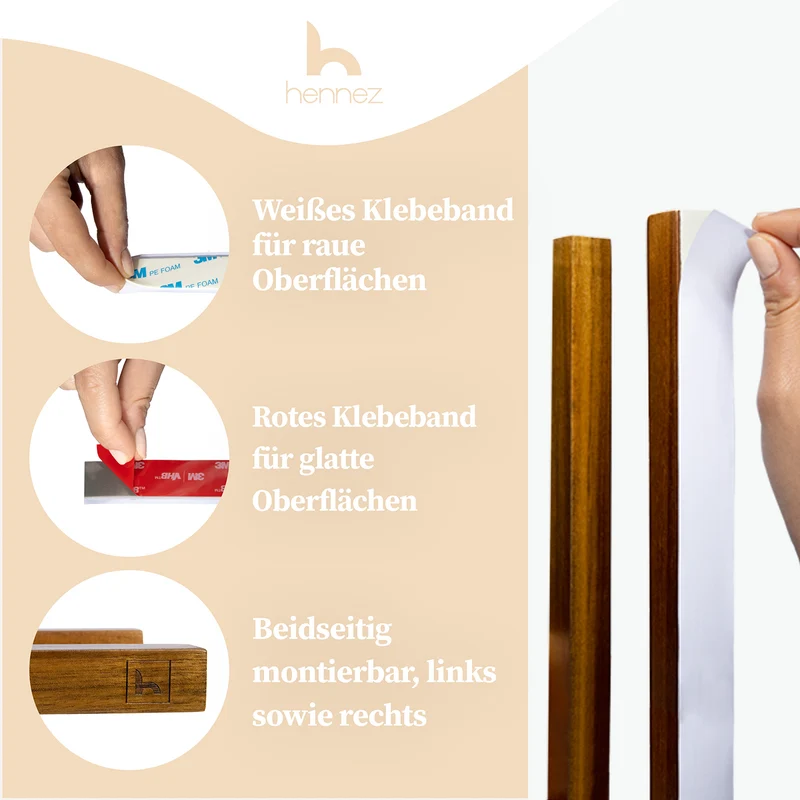 Handtuchstange "Alfred" ohne Bohren - Akazie