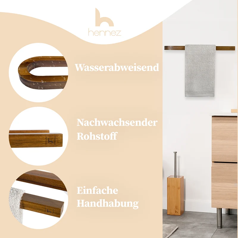 Handtuchstange "Alfred" ohne Bohren - Akazie