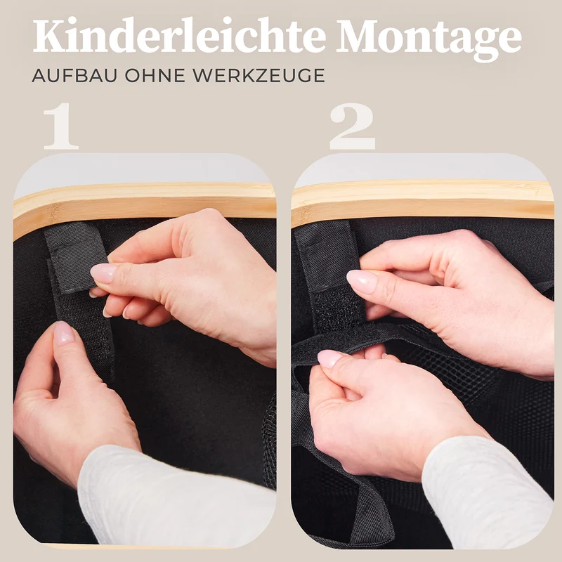 Aufbewahrungskorb "Adrian" 150 l mit Deckel & 3 Fächern - Schwarz