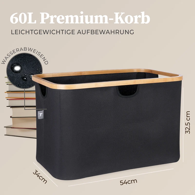 Aufbewahrungskorb "Adrian" 60 l - Schwarz